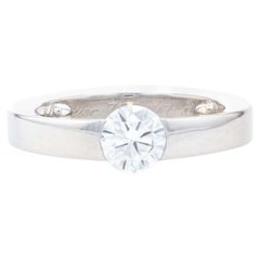 Cartier Diamond Solitaire Engagement Ring, White Gold 18k .53ct GIA
