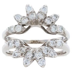 White Gold Diamond Halo Enhancer Ring, 14k Rnd 1.00ctw Wedding Band Wrap Jacket