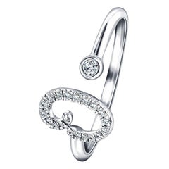 Alphabet Initial-O-Letter Personal Diamond 0.11 Carat 9Kt White Gold Ring