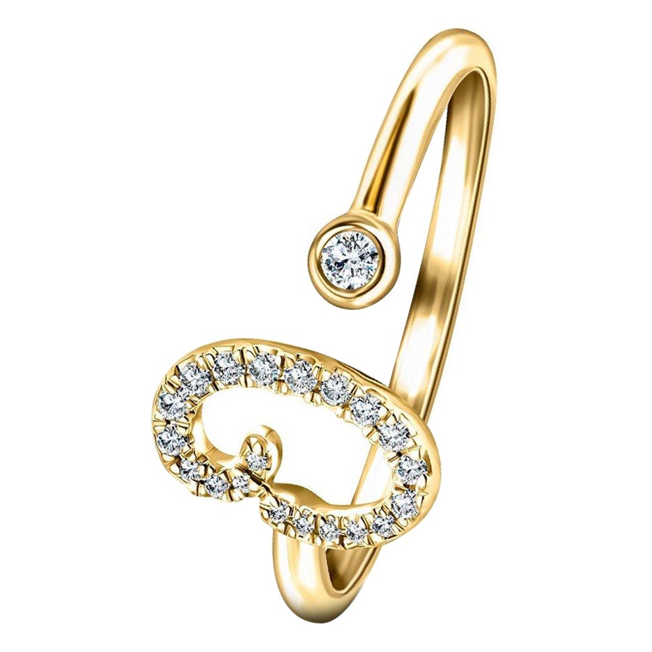 For Sale:  Alphabet Initial-O-Letter Personal Diamond 0.11 Carat 9Kt Yellow Gold Ring