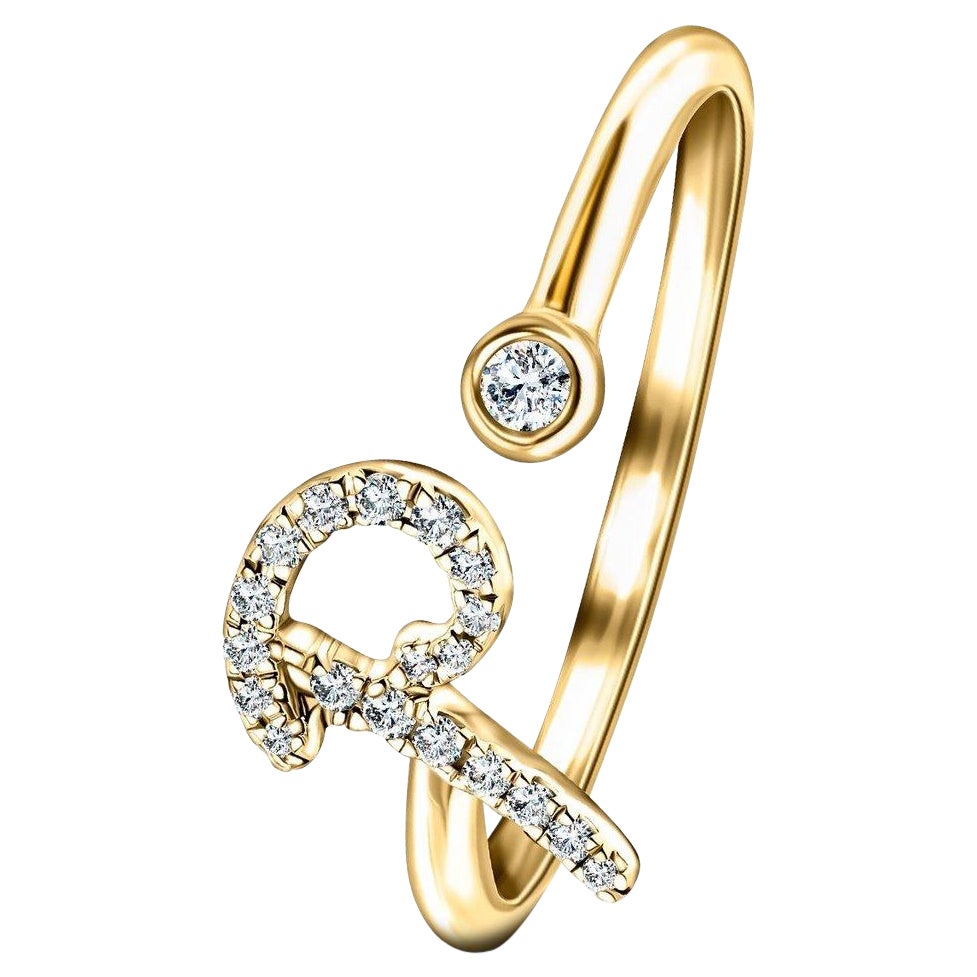 For Sale:  Alphabet Initial P Letter Personal Diamond 0.10 Carat 9Kt Yellow Gold Ring