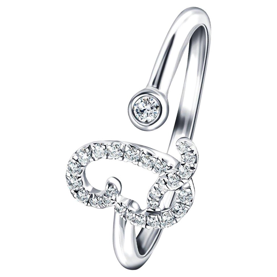 For Sale:  Alphabet Initial-Q-Letter Personal Diamond 0.12 Carat 9Kt White Gold Ring
