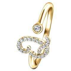 Alphabet Initial Q Letter Personal Diamond 0.12 Carat 9Kt Yellow Gold Ring
