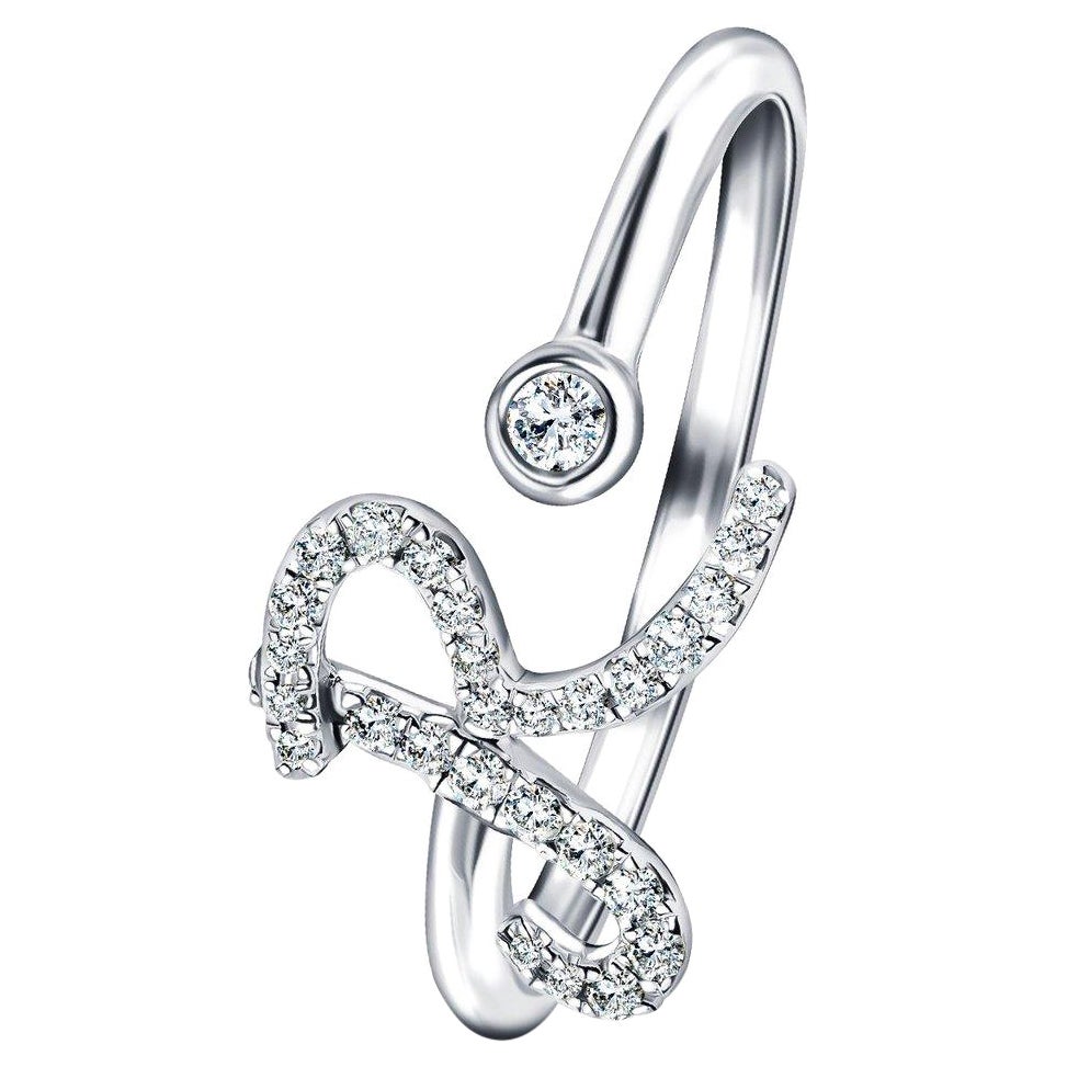 Alphabet Initial-R-Letter Personal Diamond 0.11 Carat 9Kt White Gold Ring