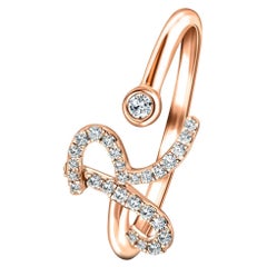 Alphabet Initial 'R' Letter Personal Diamond 0.11 Carat 9Kt Rose Gold Ring