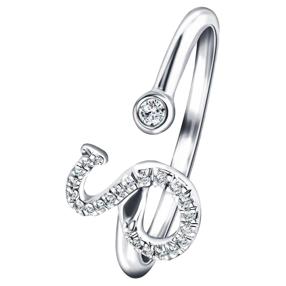 Im Angebot: Alphabet Initial-S-Ring, persönlicher Diamant 0,10 Karat 9Kt Weißgold ()