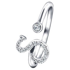 Anello con diamante personale da 0,10 carati in oro bianco S.S. White con iniziale alfabetica e lettera S