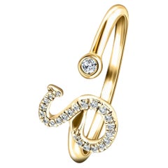 Alphabet Initial 'S' Letter Personal Diamond 0.10 Carat 9kt Yellow Gold Ring