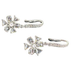 PANIM Diamond Rosecut & Diamond Portrait Cut Floral Dangling Earrings