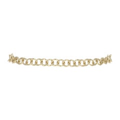 Yellow Gold Cable Chain Bracelet, 18k Starter Charm, Italy