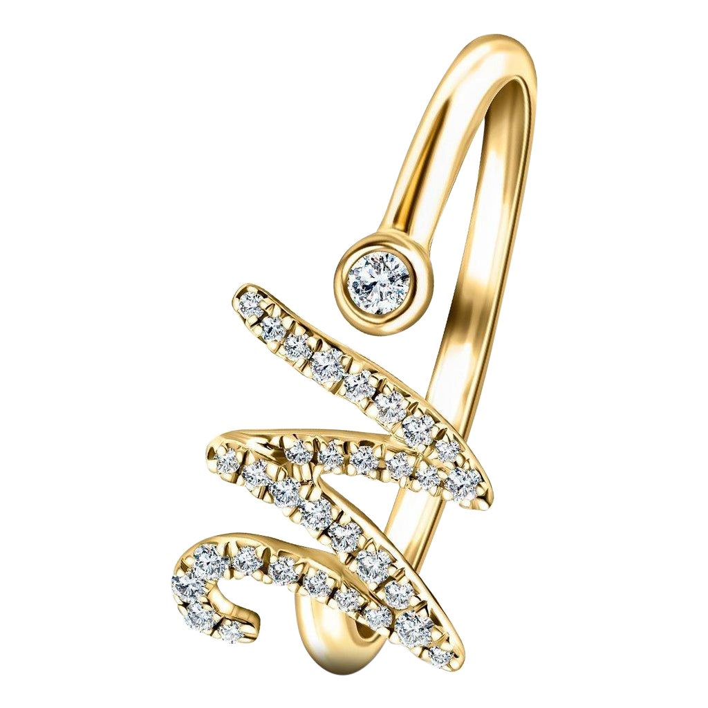 For Sale:  Alphabet Initial - W - Letter Personal Diamond 0.14 Carat 9 Karat Gold Ring