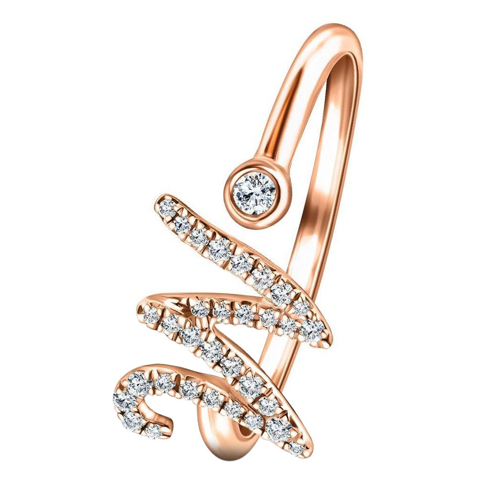 For Sale:   Alphabet Initial – W - Letter Personal Diamond 0.14 Carat 9Kt Rose Gold Ring