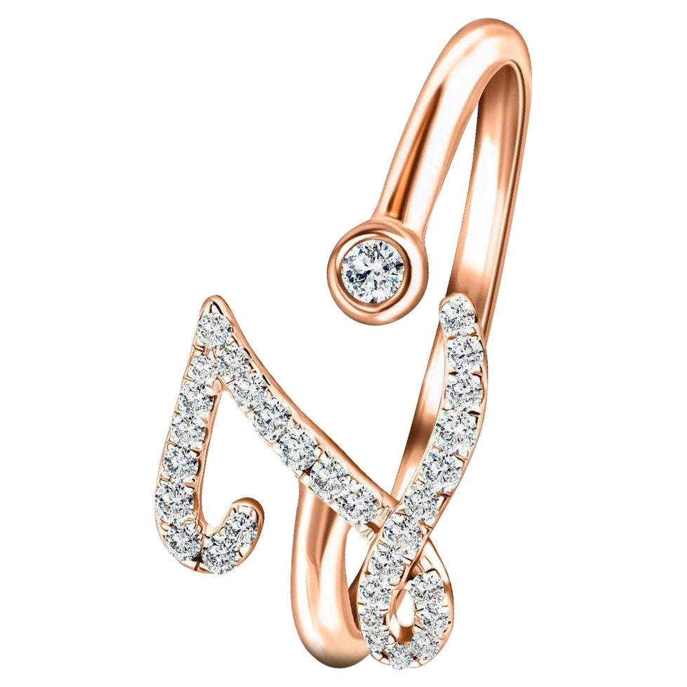 En vente :  Bague Alphabet initiale -Z- lettre personnelle en or rose 9 carats et diamant 0,15 carat