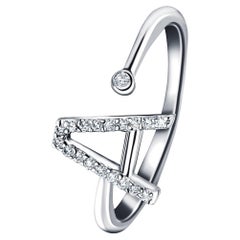Personal Jewellery Diamond 0.10 Carat Initial, A, Letter Ring 18 Kt White Gold