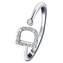 Personal Jewellery Diamant 0,10 Karat Initial D Buchstabe Ring 18 Kt Weißgold
