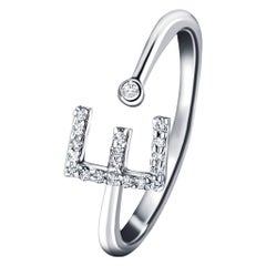 Personal Jewellery Diamond 0.10 Carat Initial, E, Ring 18 Karat White Gold