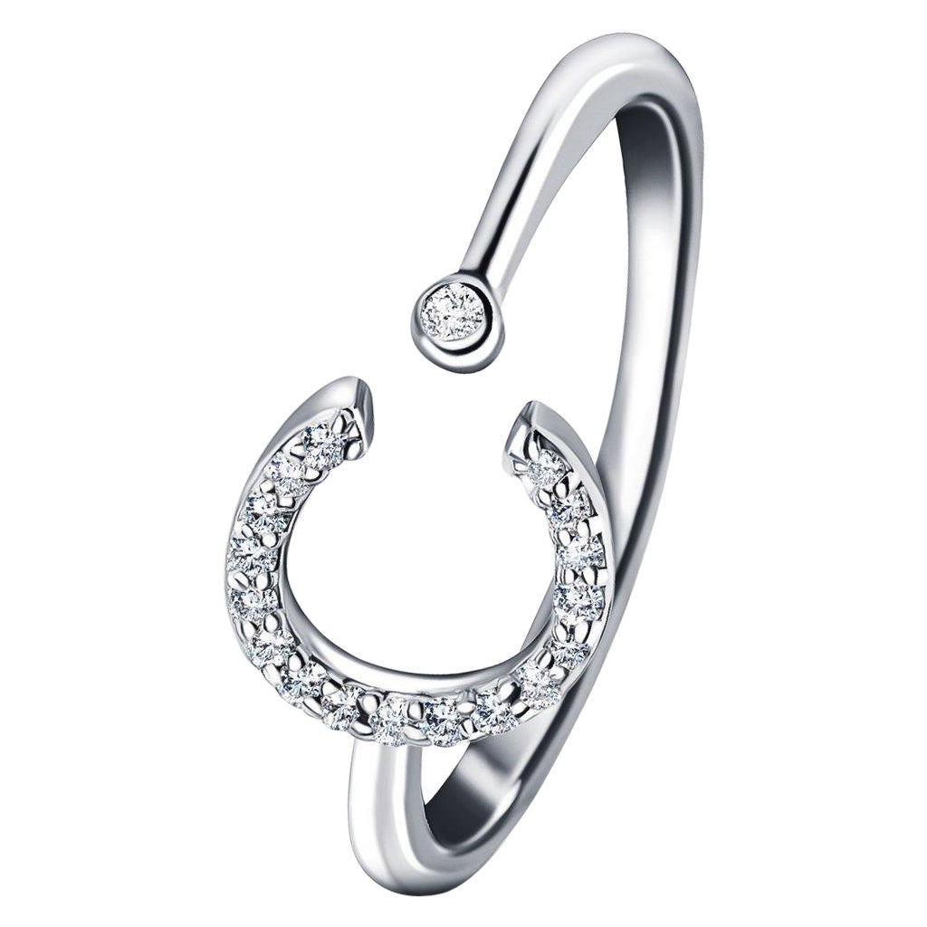 For Sale:  Personal Jewellery Diamond 0.10 Carat Initial, C, Ring 18 Karat White Gold
