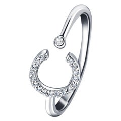 Personal Jewellery Diamond 0.10 Carat Initial, C, Ring 18 Karat White Gold