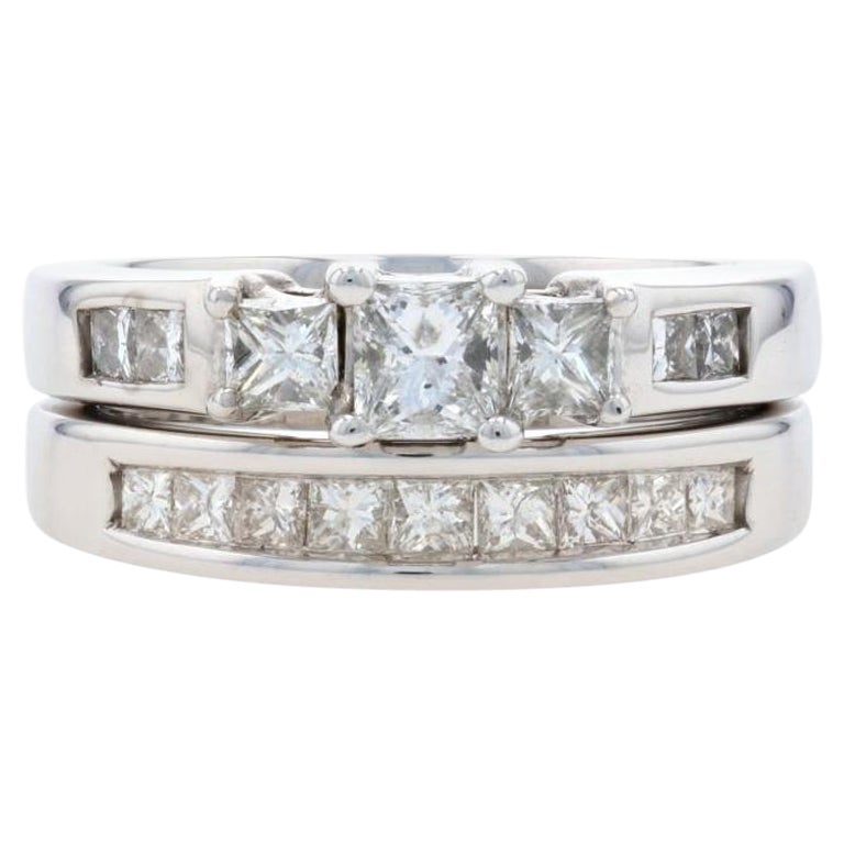 White Gold Diamond Engagement Ring Wedding Band 14k Princess .72ctw ...