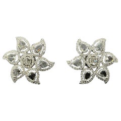 PANIM Rosecut Diamond Floral Earrings 18 Karat White Gold