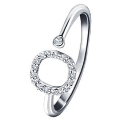 Personal Jewellery Diamond 0.10 Carat Initial -O- Letter Ring 18 Kt White Gold