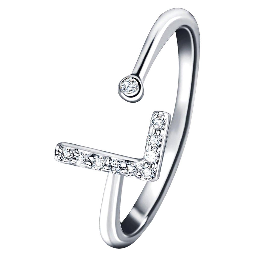 For Sale:  Personal Jewellery Diamond 0.10 Carat Initial, L, Ring 18 Karat White Gold