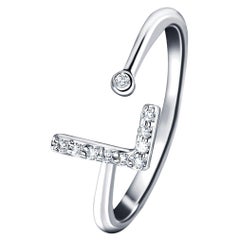 Personal Jewellery Diamond 0.10 Carat Initial, L, Ring 18 Karat White Gold