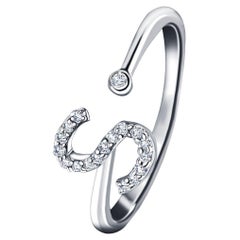 Personal Jewellery Diamond 0.10 Carat Initial S Ring 18 Karat White Gold