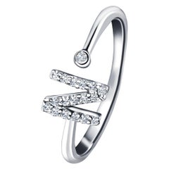 Personal Jewellery Diamond 0.10 Carat Initial N Letter Ring 18 Kt White Gold