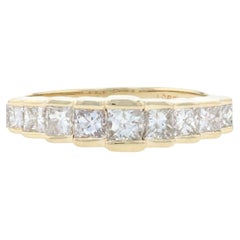 Yellow Gold Diamond Tiered Band, 14k Princess Cut 1.00ctw Wedding Ring