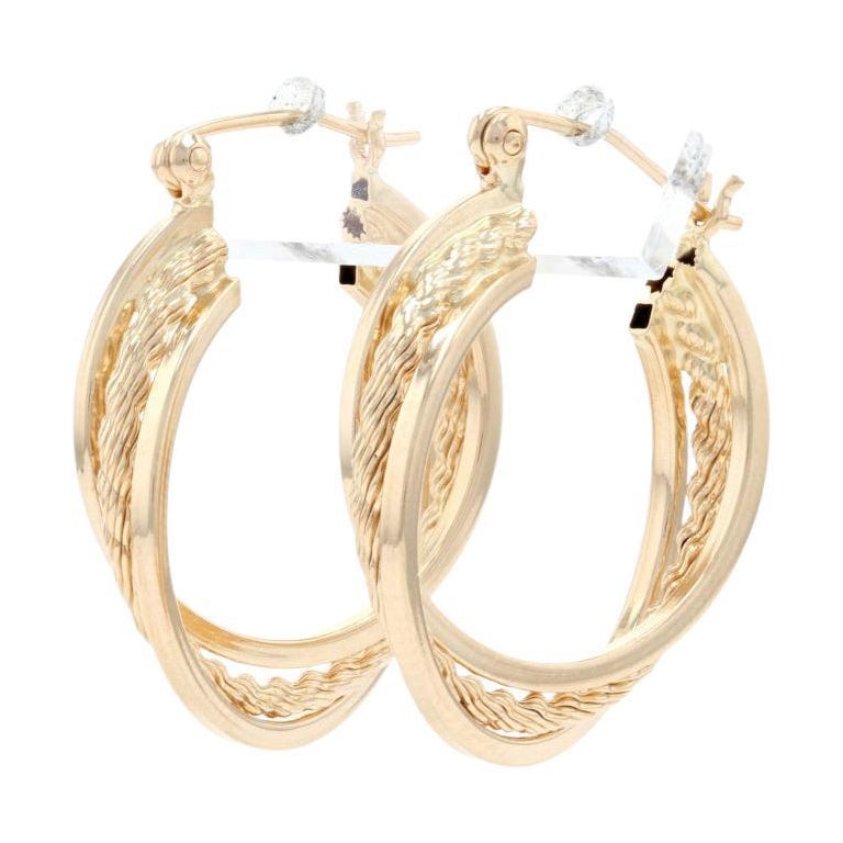 14k Yellow/White/Rose Gold Triple Row Twisted Cable Hoop Earrings 25.5mm 