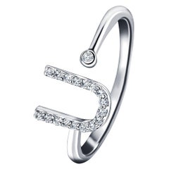 Personal Jewellery Diamant 0,10 Karat Initial-U-Letter Ring 18 Kt Weißgold