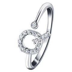Personal Jewellery Diamond 0.10 Carat Initial-Q-Letter Ring 18 Kt White Gold