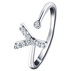 Personal Jewellery Diamond 0.10 Carat Initial -Y- Letter Ring 18 Kt White Gold