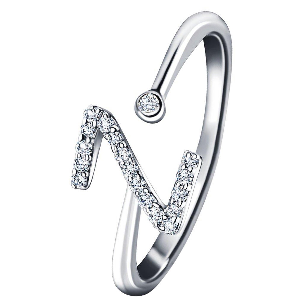 For Sale:  Personal Jewellery Diamond 0.10 Carat Initial -Z- Letter Ring 18 Kt White Gold