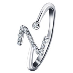Personal Jewellery Diamond 0.10 Carat Initial -Z- Letter Ring 18 Kt White Gold