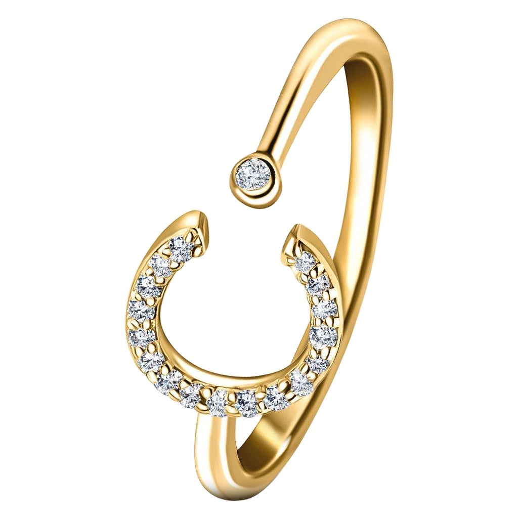 For Sale:  Personal Jewellery Diamond 0.10 Carat Initial, C, Ring 18 Karat Yellow Gold