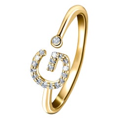 Personal Jewellery Diamond 0.10 Carat Initial-G-Letter Ring 18 Kt Yellow Gold