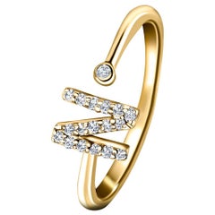 Personal Jewellery Diamond 0.10 Carat Initial-N-Letter Ring 18 Kt Yellow Gold