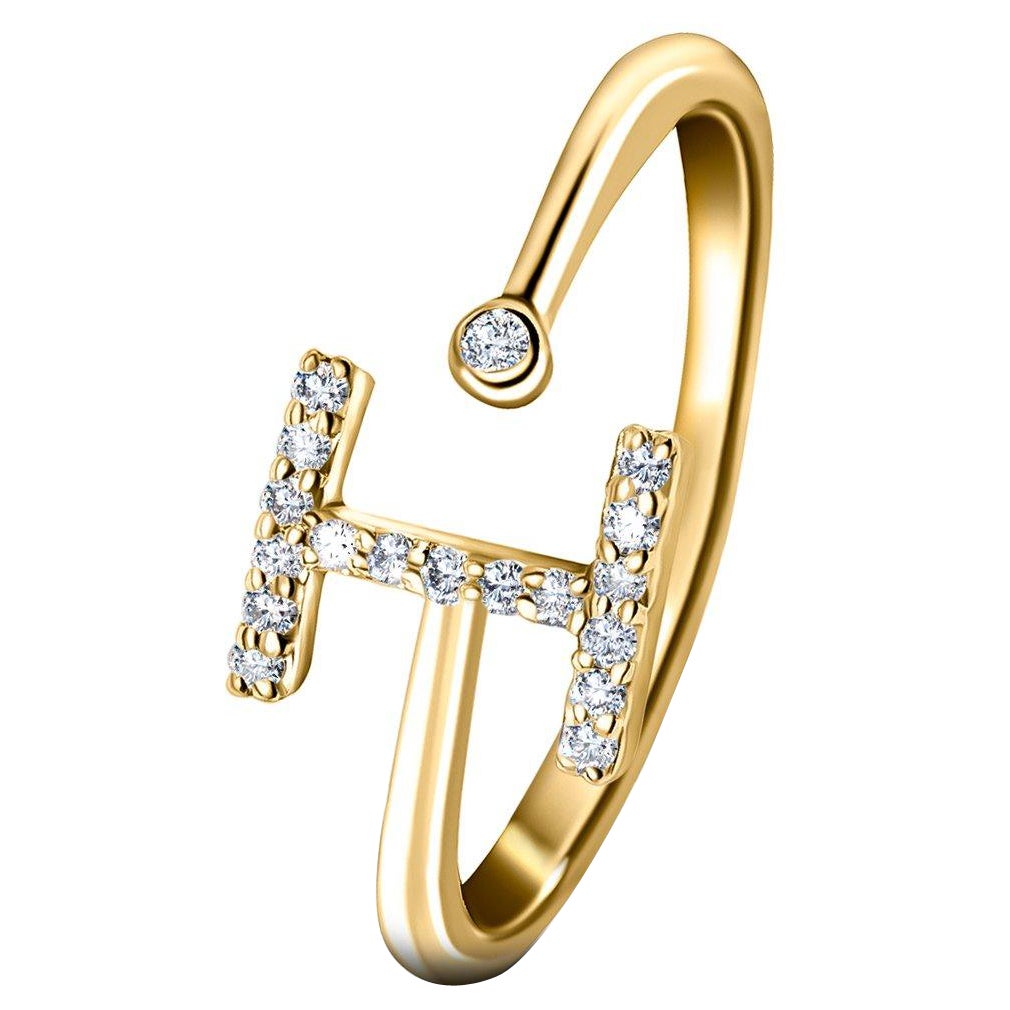 En vente :  Bague à bijoux personnelle en or jaune 18 carats avec diamants de 0,10 carat initial-I-Letter