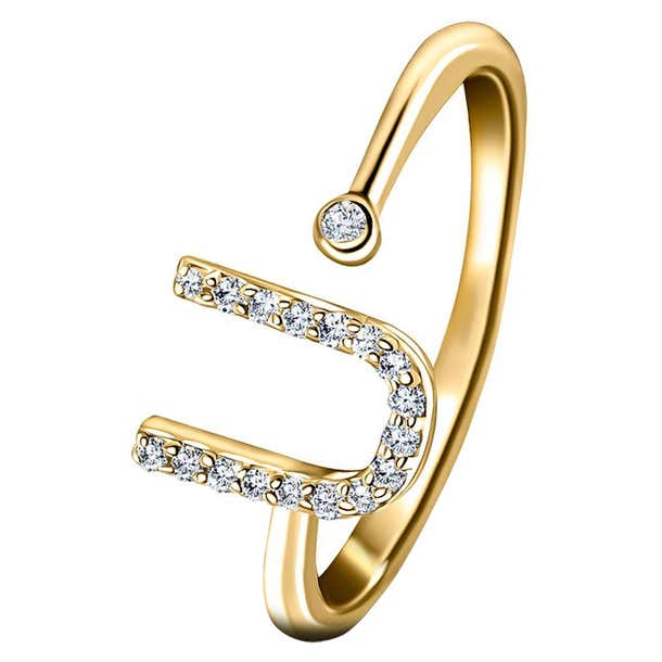 Customizable Personal Jewellery Diamond 0.10 Carat Initial-U-Letter ...