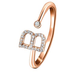 Personal Jewellery Diamond 0.10 Carat Initial B Letter Ring 18 Karat Rose Gold