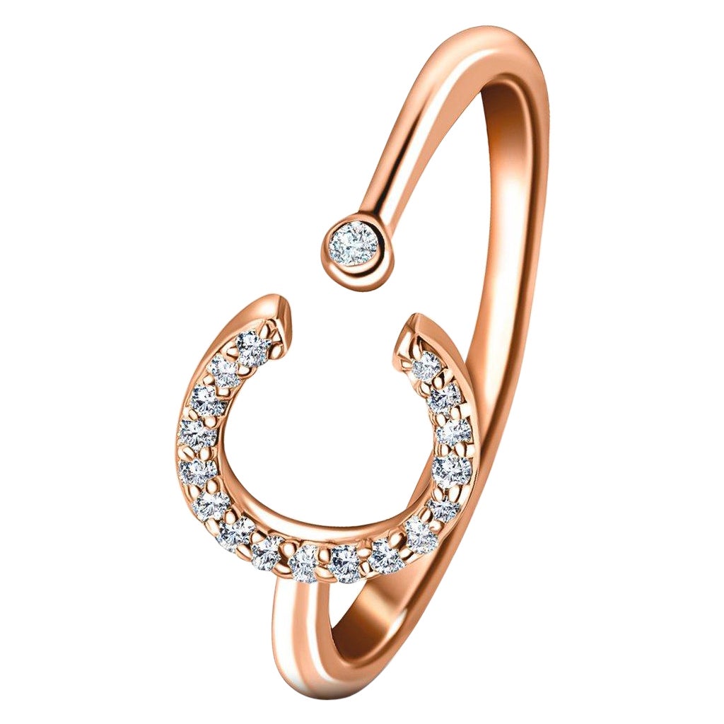 Personal Jewellery Diamond 0.10 Carat Initial, C, Ring 18 Karat Rose Gold