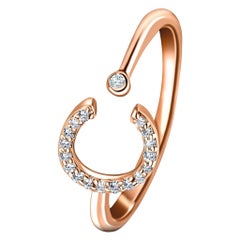 Personal Jewellery Diamond 0.10 Carat Initial, C, Ring 18 Karat Rose Gold