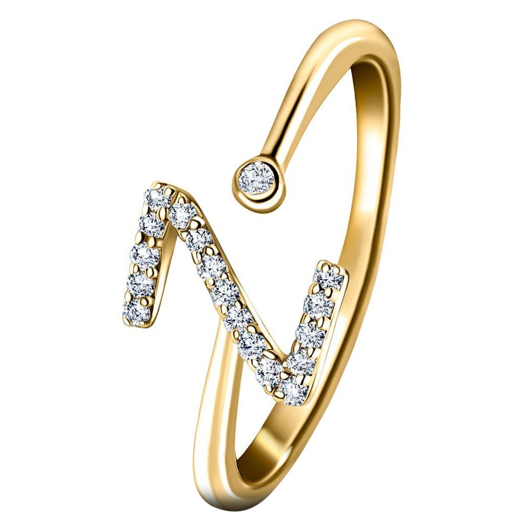 For Sale:  Personal Jewellery Diamond 0.10 Carat Initial -Z- Letter Ring 18 Kt Yellow Gold