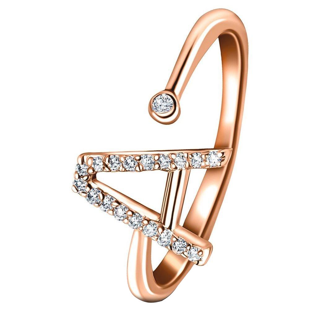 For Sale:  Personal Jewellery Diamond 0.10 Carat Initial, A, Ring 18 Karat Rose Gold
