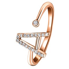 Personal Jewellery Diamond 0.10 Carat Initial, A, Ring 18 Karat Rose Gold