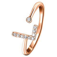 Personal Jewellery Diamond 0.10 Carat Initial, L, Ring 18 Karat Rose Gold