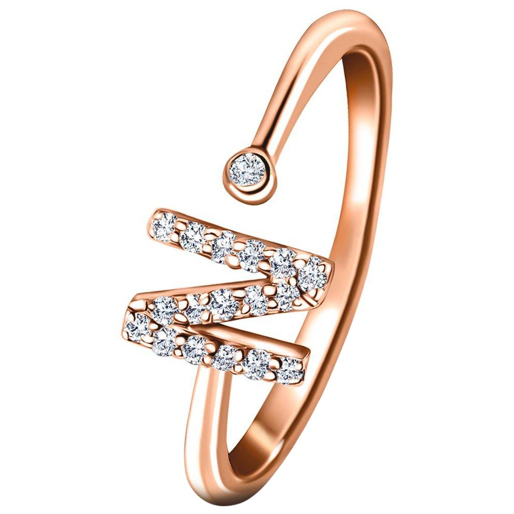 Personal Jewellery Diamond 0.10 Carat Initial-N-Letter Ring 18 Karat Rose Gold