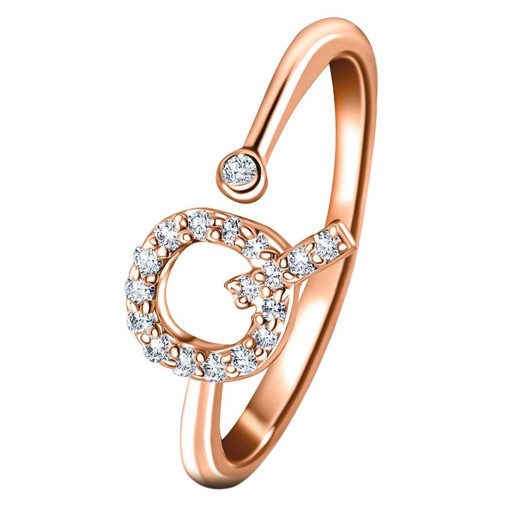 For Sale:  Personal Jewellery Diamond 0.10 Carat Initial-Q-Letter Ring 18 Karat Rose Gold